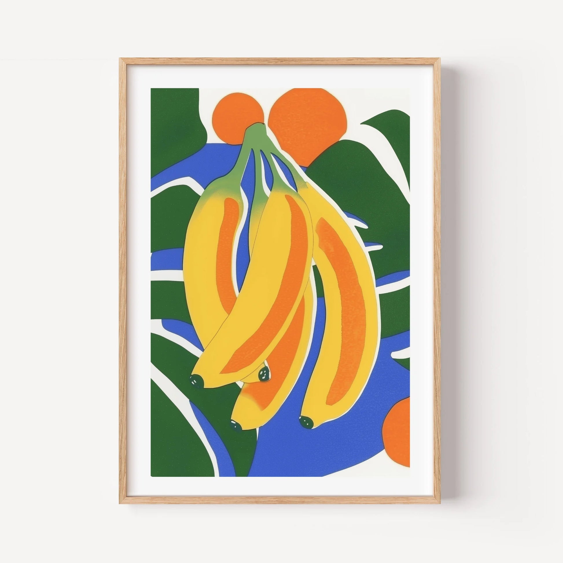 Bananas and Oranges on Blue