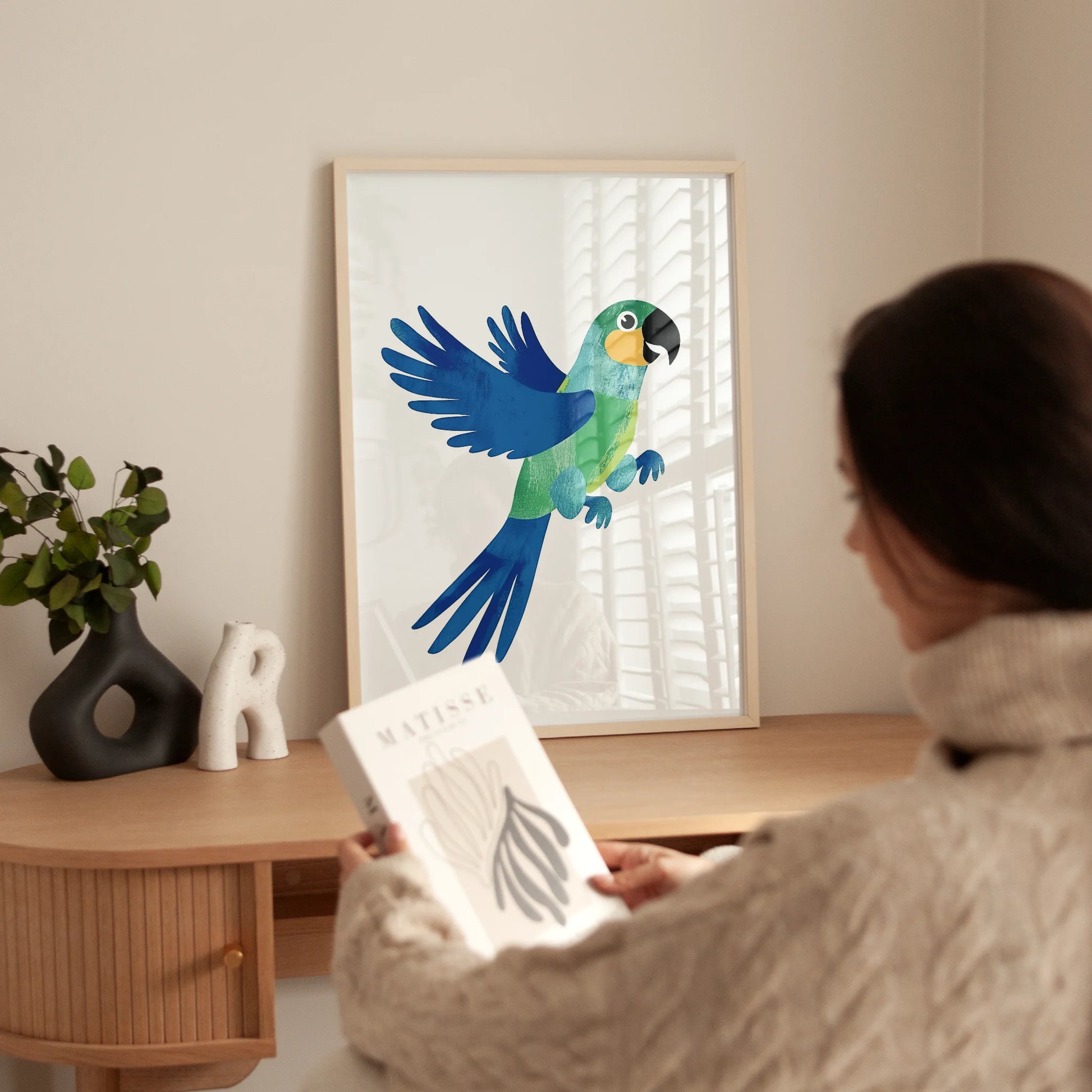 Blue Parrot Flying High