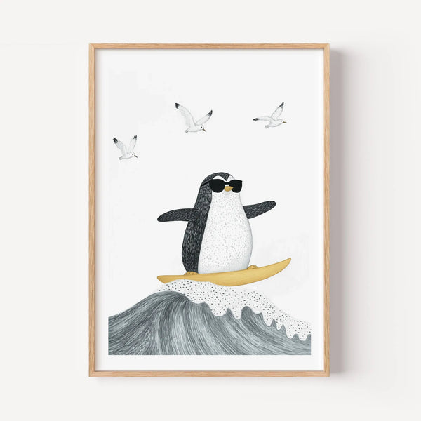 Cool Penguin On Waves