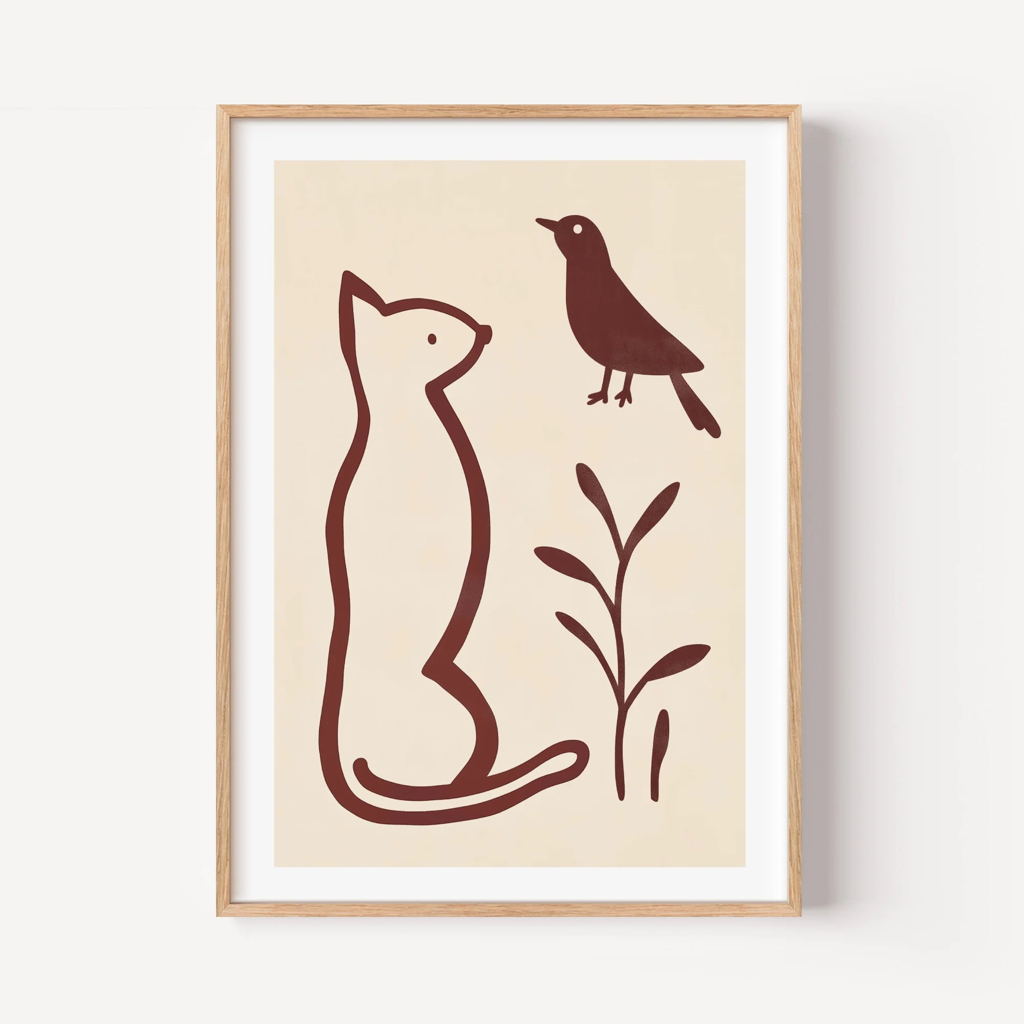 Curious Feline and Bird