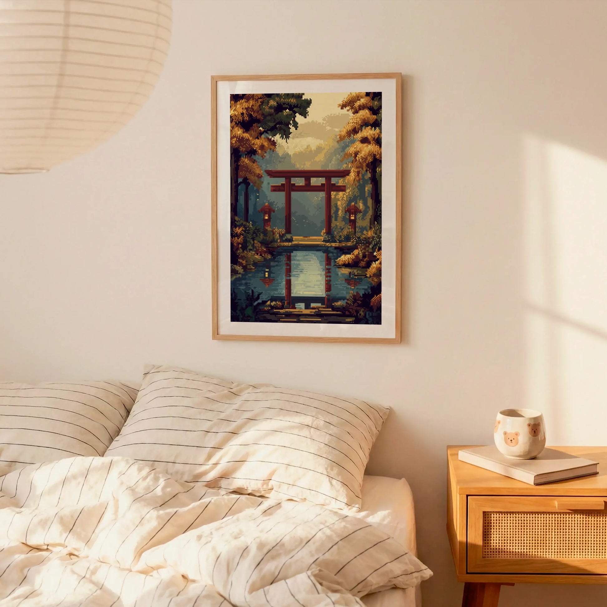 Mystical Japanese Shrine in Pixels