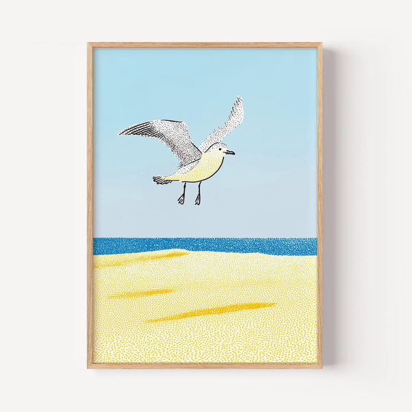 Seagull over Blue Sea Strip