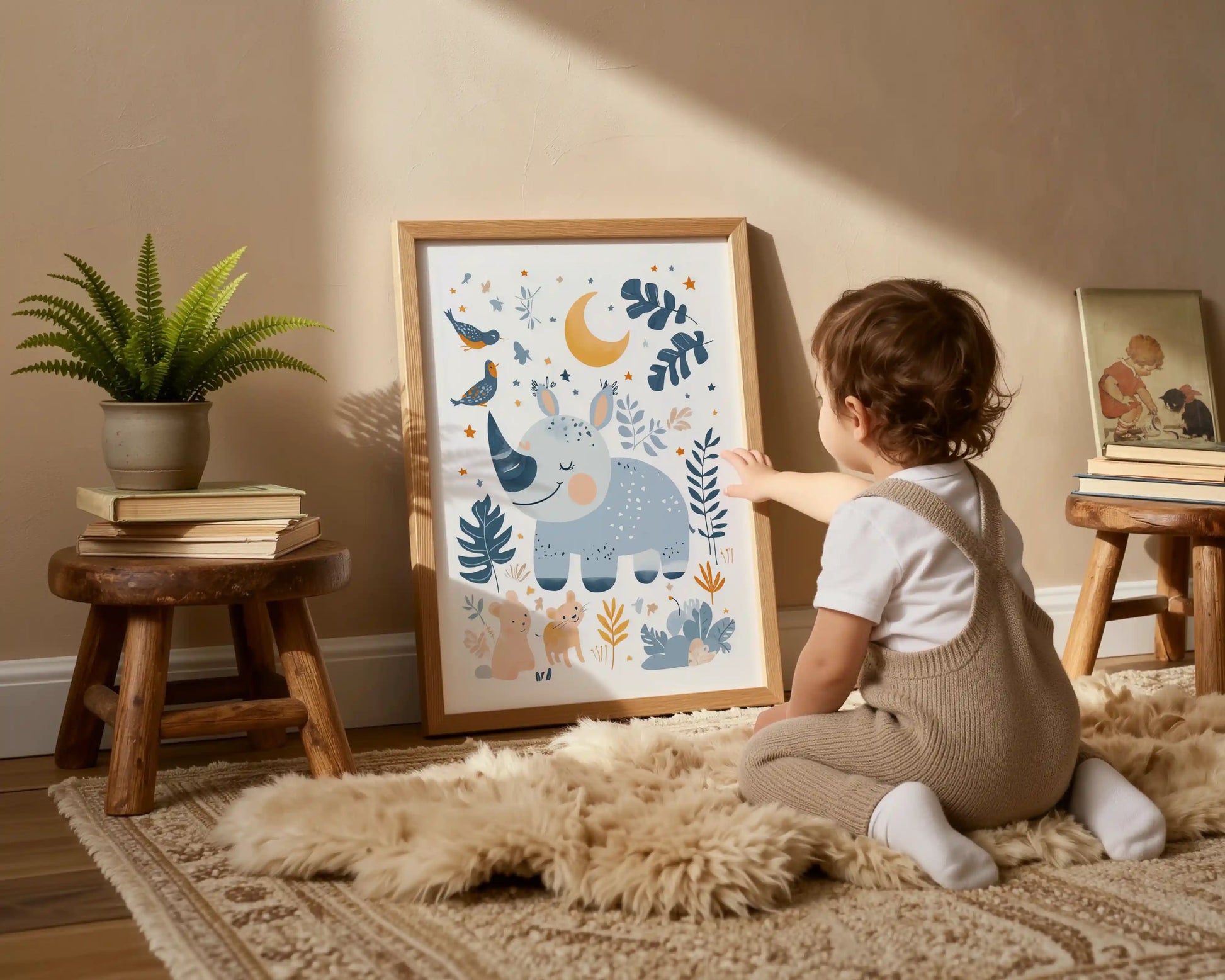 The Blue Rhino's Moonlit Dream