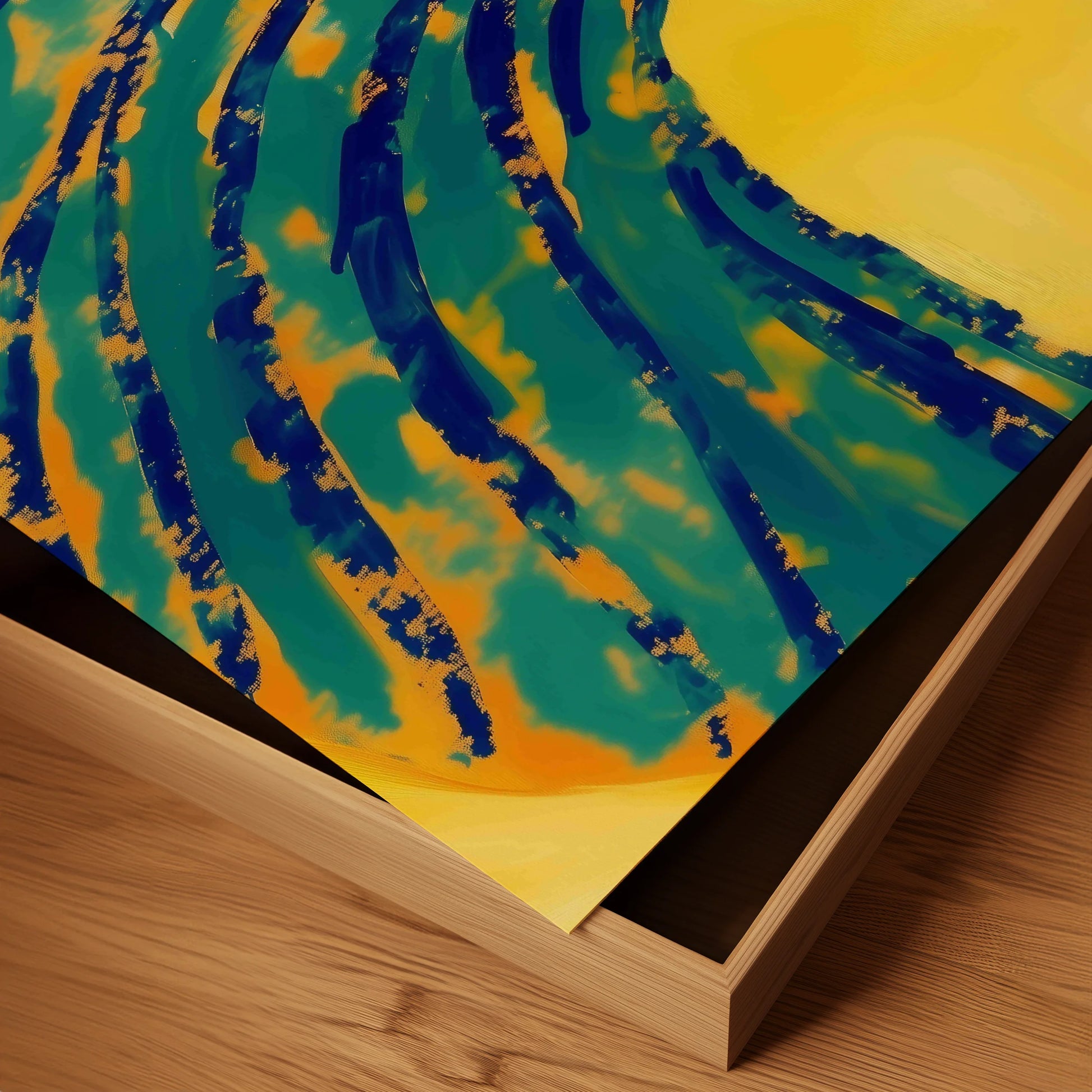Vibrant Dance in Amber and Teal