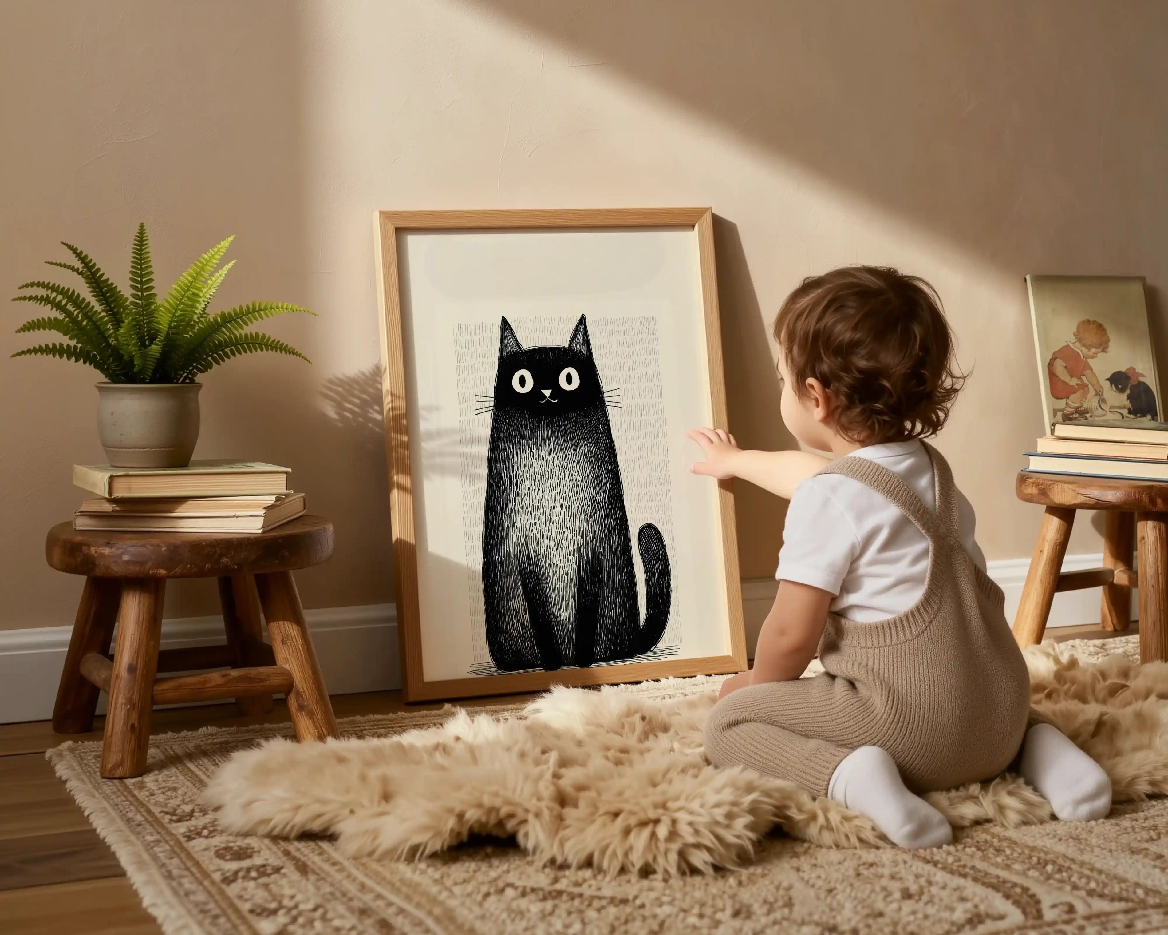 Wide-Eyed Black Cat